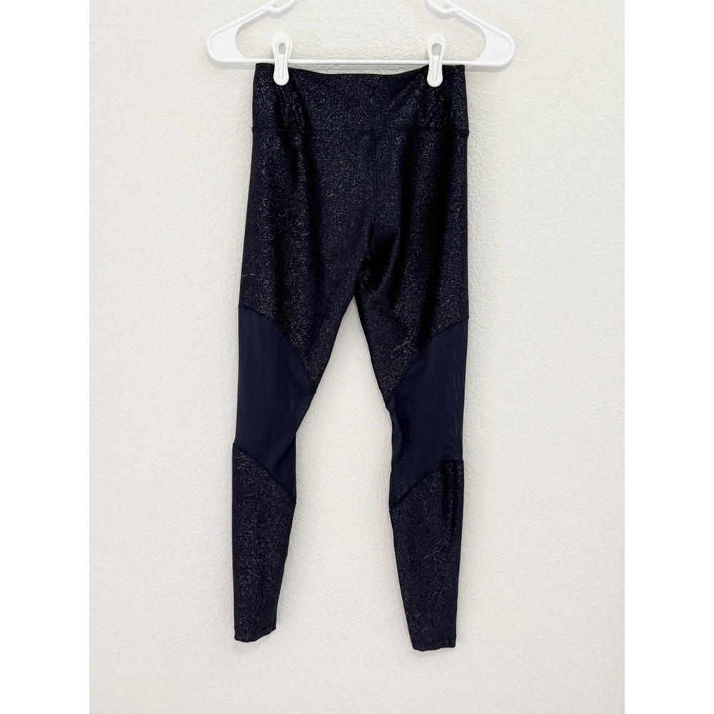 Nike Dri-FIT Navy Blue Metallic Silver Foil Speckle Mesh Panel Leggings XS - Picture 3 of 6